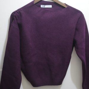 NWT BURGUNDY WINE PLUM KNIT SWEATER WITH ASYMMETRICAL COLLAR.